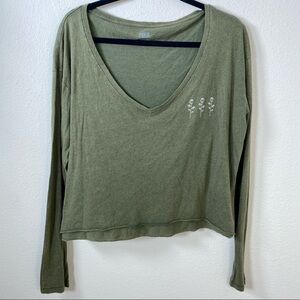 Pink Victoria Secret Long Sleeve Green T-shirt Sz L
